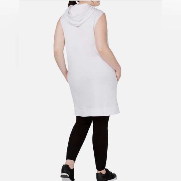 NWT Calvin Klein Performance Hooded Logo Sweatshirt Mini Dress White Pockets 2X - Picture 10 of 14